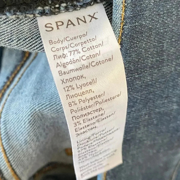 NWT, SPANX, Distressed Denim Legging Skinny Released Hem Ankle Jeans, Blue - Picture 9 of 10